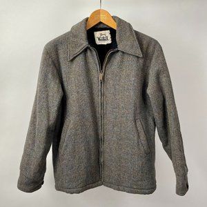 Vintage Woolrich Plaid Wool Zip Up Bomber Jacket Fleece Lined, Size S (generous)